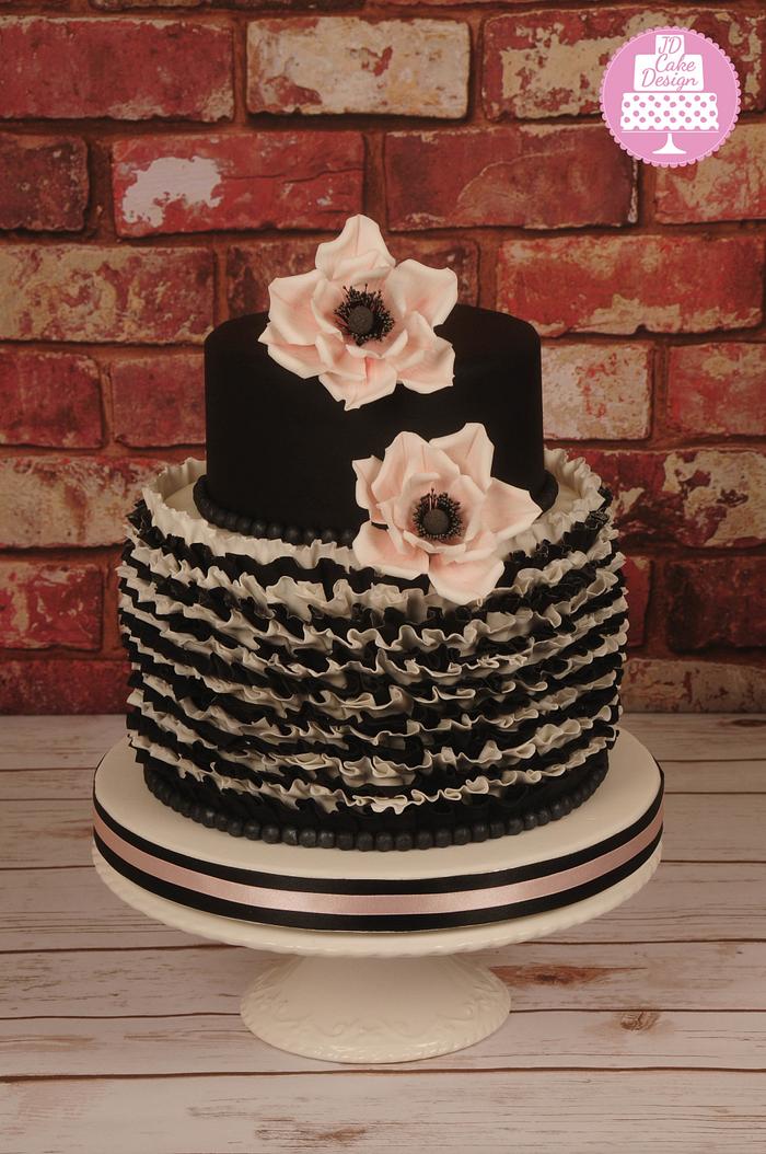Black and White ruffle cake