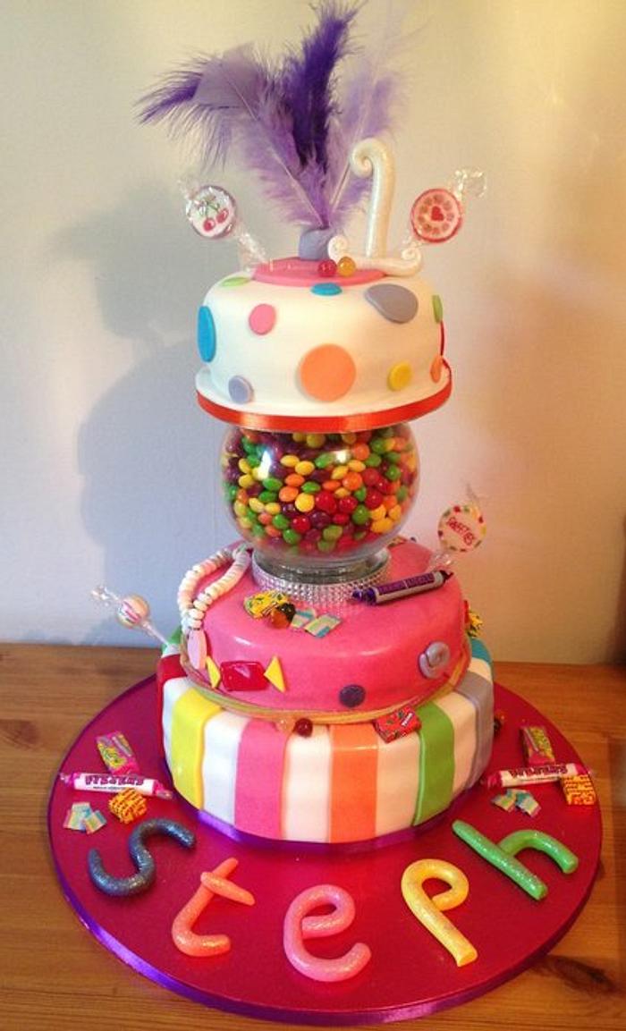 Second tiered cake - 21st sweet cake with a twist :) 