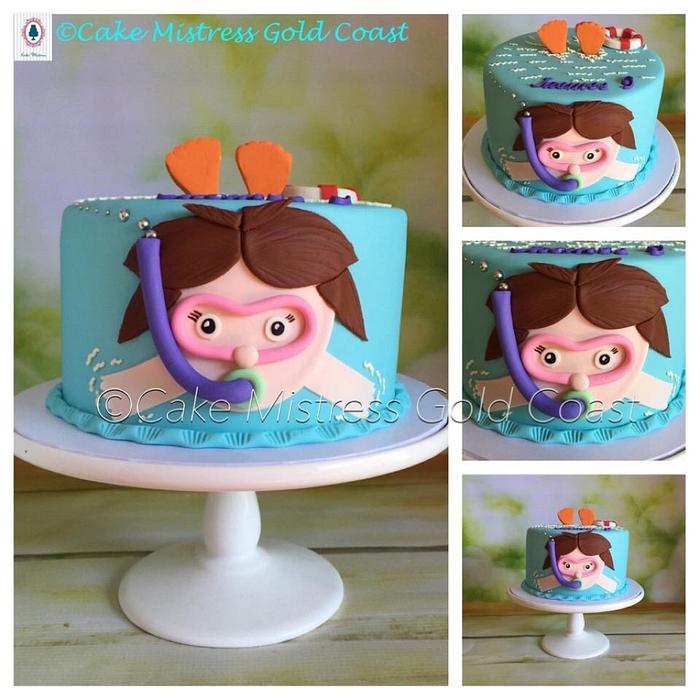  Snorkelling Girl Cake 