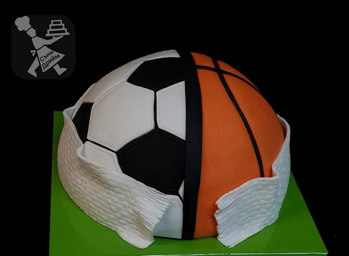 Futball and basketball cake 