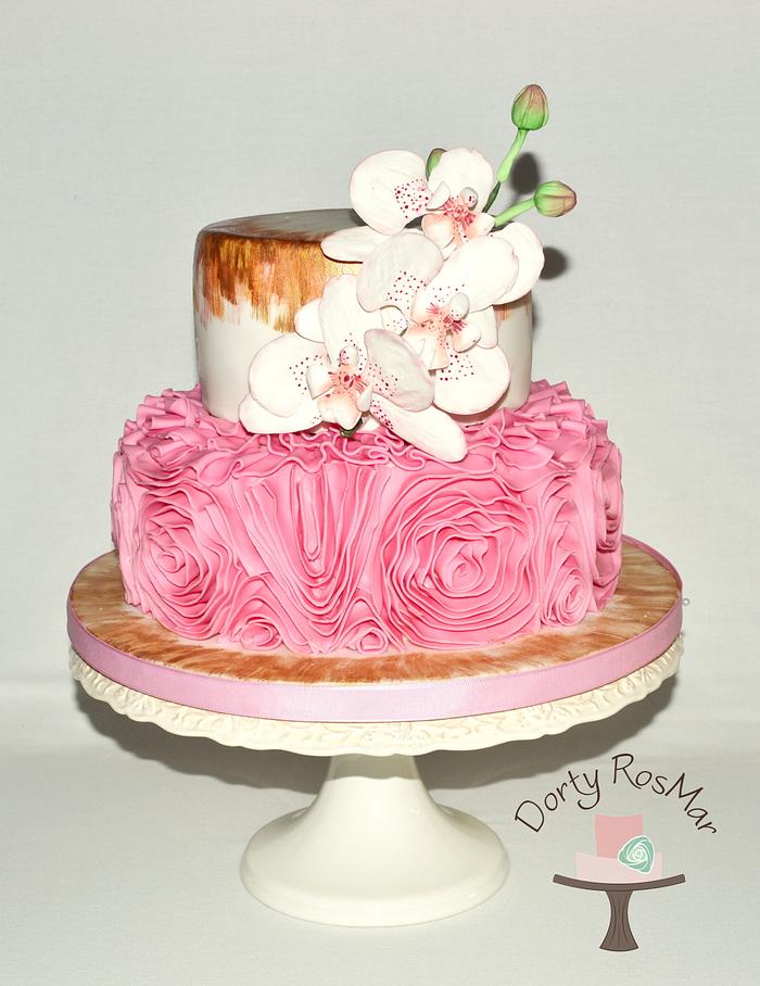 Ruffle and Orchid Cake