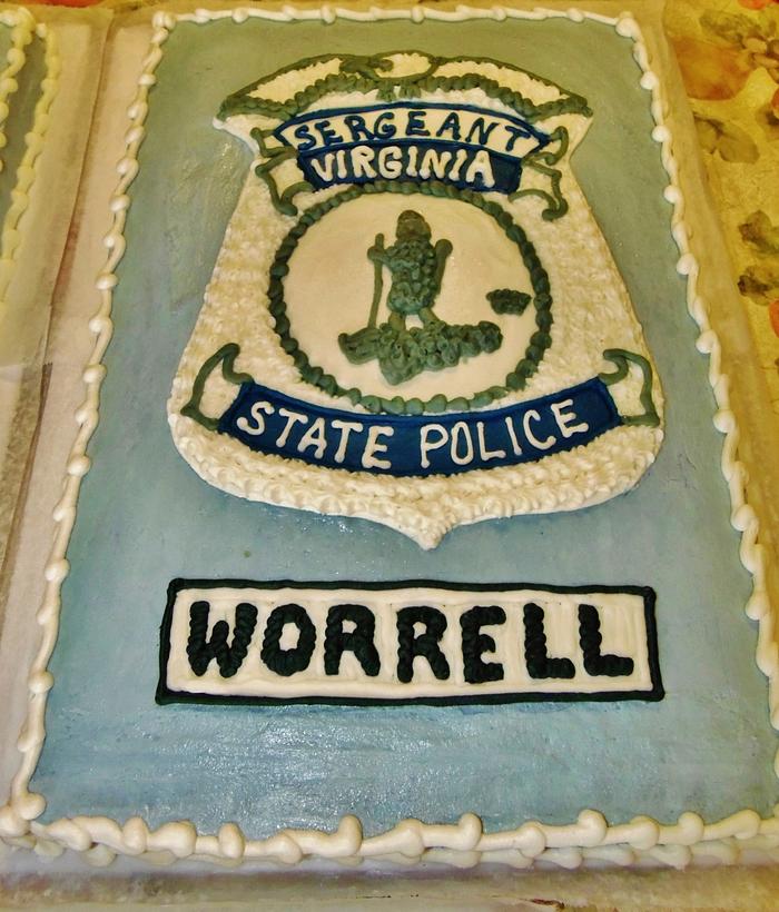 Police badge sheet cake in buttercream