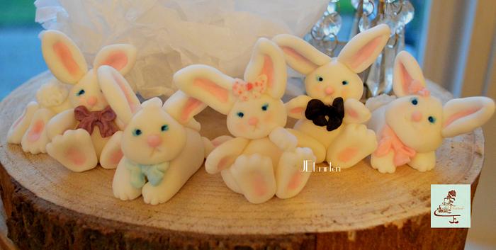 sweet bunnies waiting for their cake