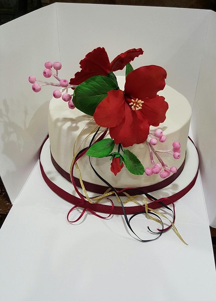 Hibiscus 50th Birthday cake