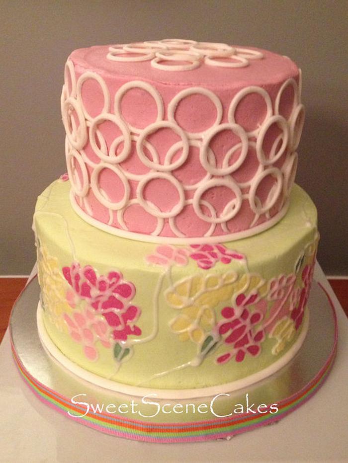 Lily Pulitzer imprinting baby shower cake