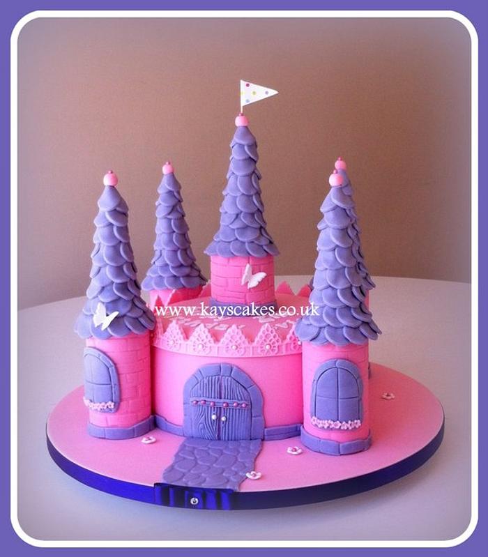 Pink & Purple Single Tier Castle Cake