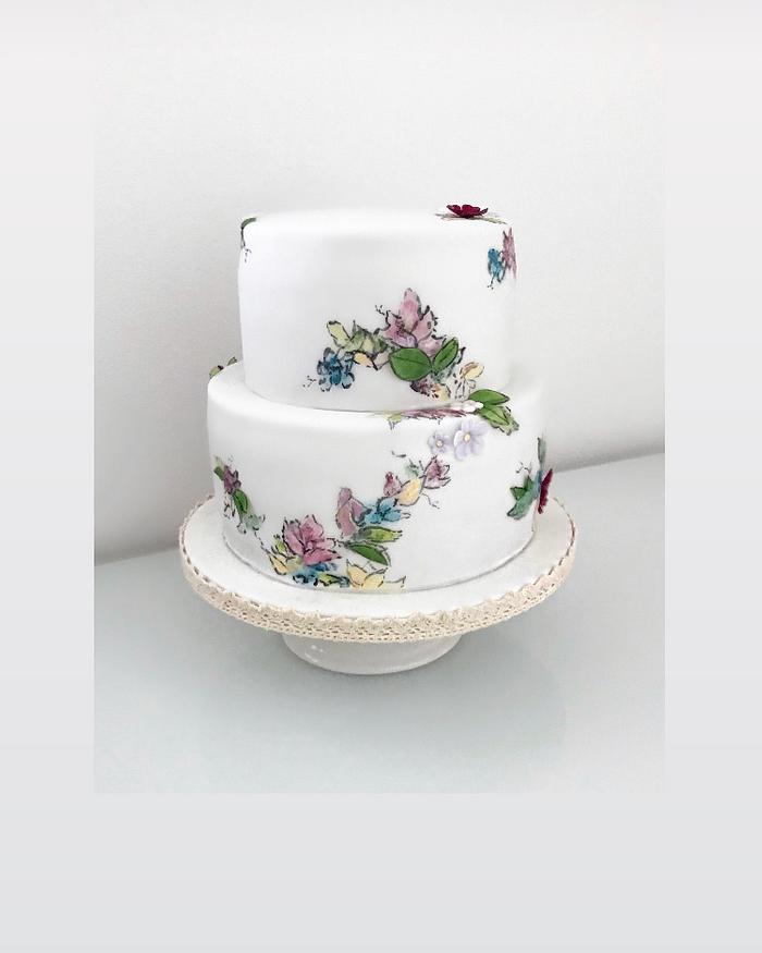 Painted flower cake