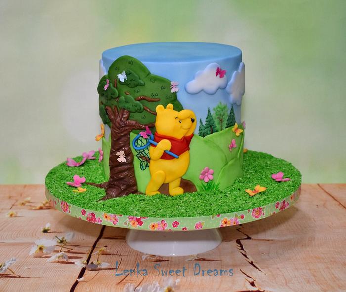 Winnie the Pooh and butterflies.
