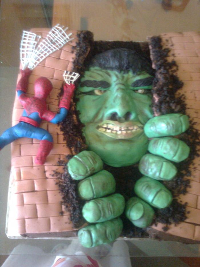 The Hulk and Spiderman Cake