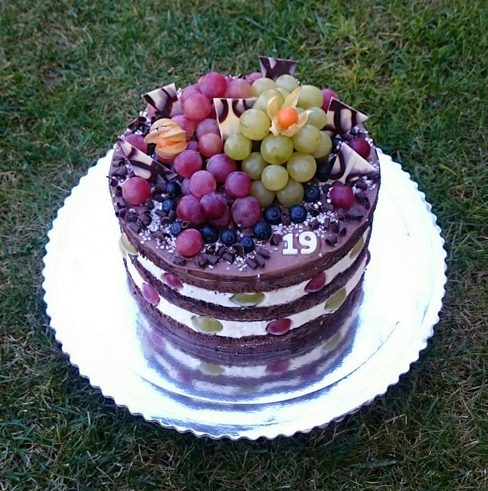 Naked cake with fresh fruits