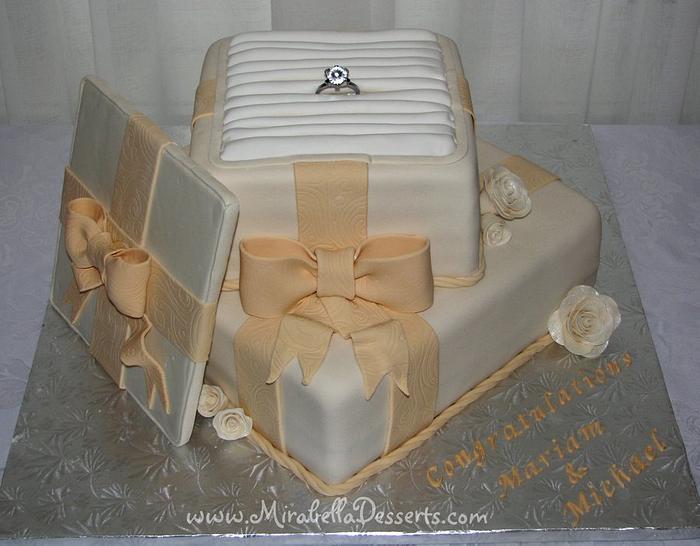 Engagement ring box cake