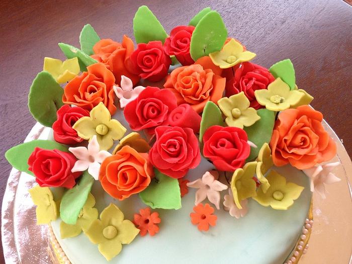 Colourful rose cake 
