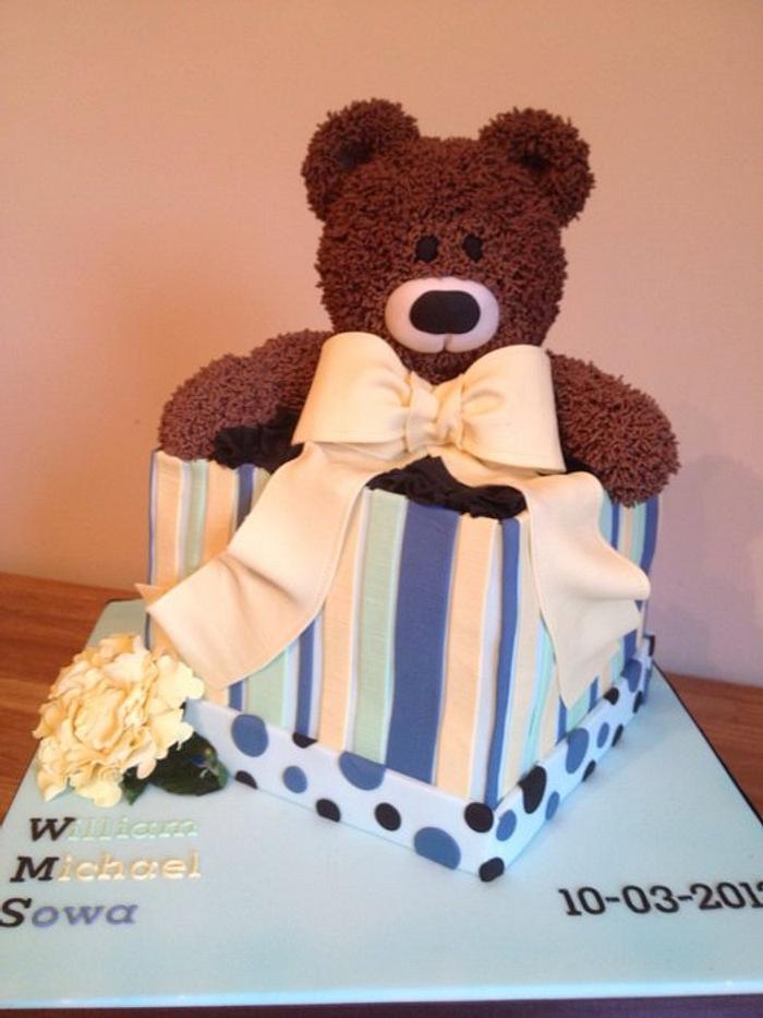 Teddy bear christening cake 
