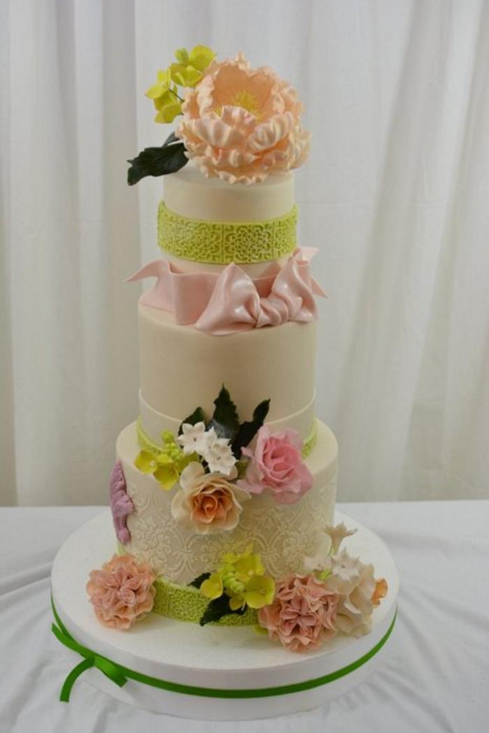 Spring Blooms on a Cake