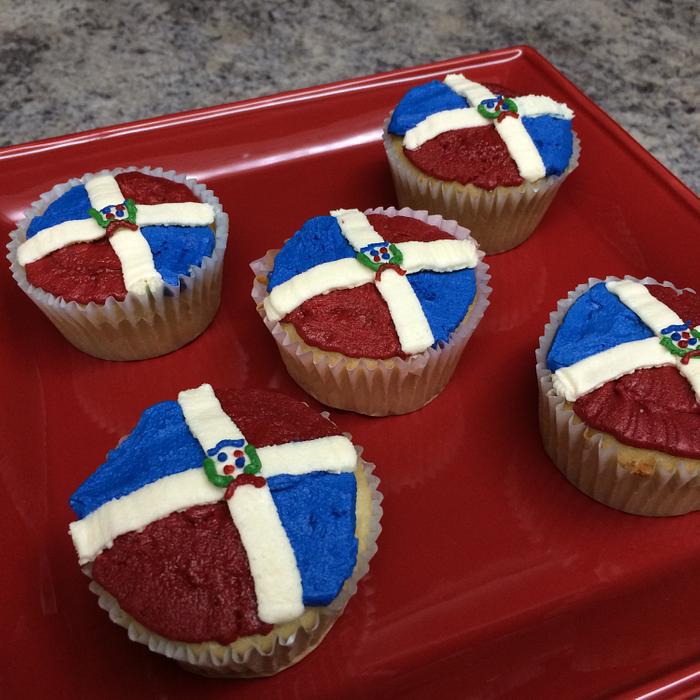 Dominican Republic Flag Cupcakes