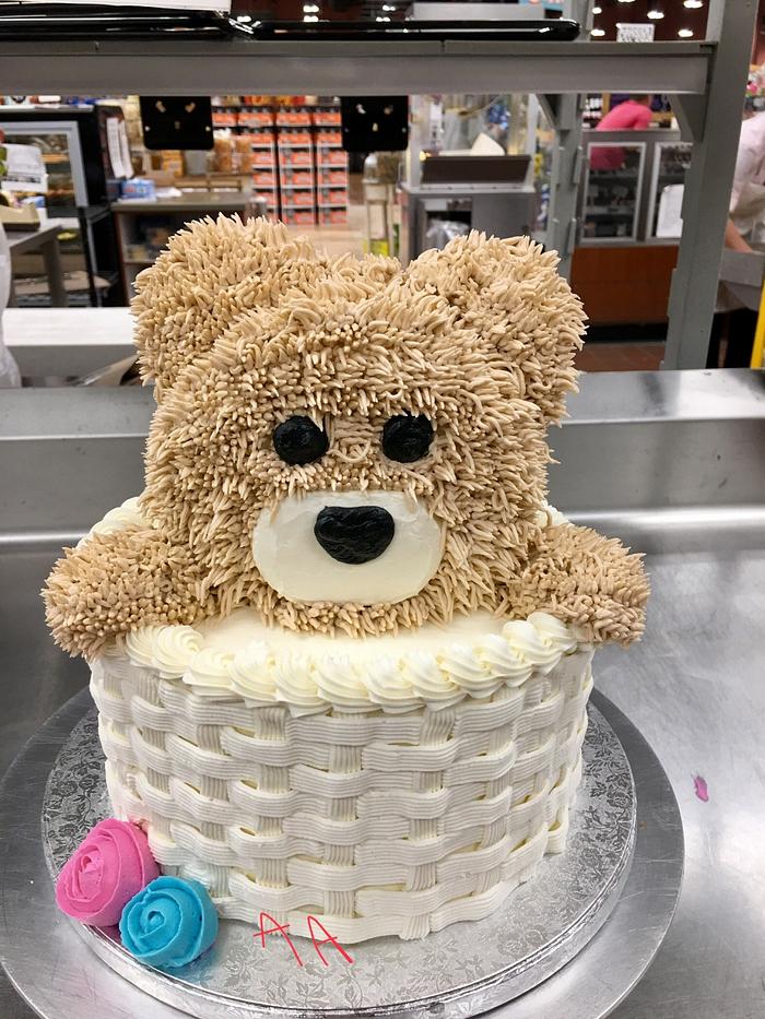 Teddy in basket
