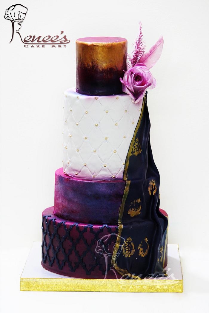 Purple & Blue Wedding Cake