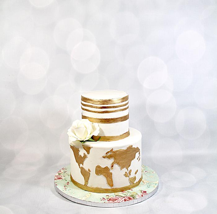 World traveler wedding shower cake