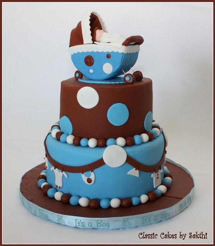 Baby shower polka dot - Decorated Cake by Classic - CakesDecor