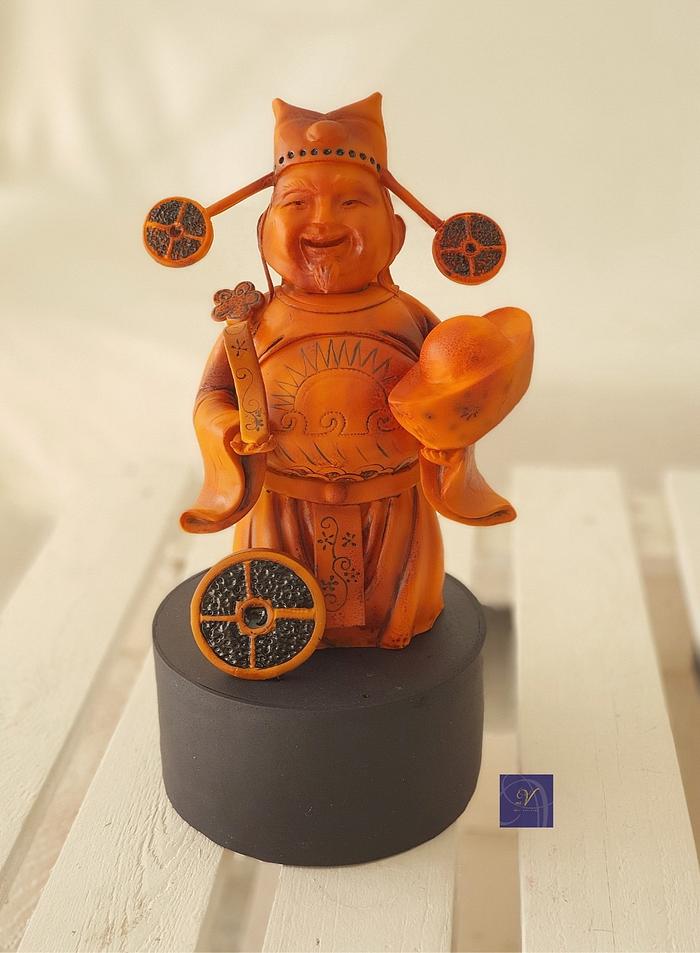 Wood crafted God of Wealth 