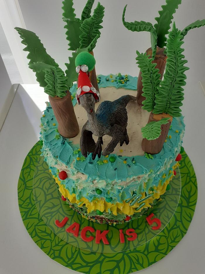 Jurassic scene birthday cake 