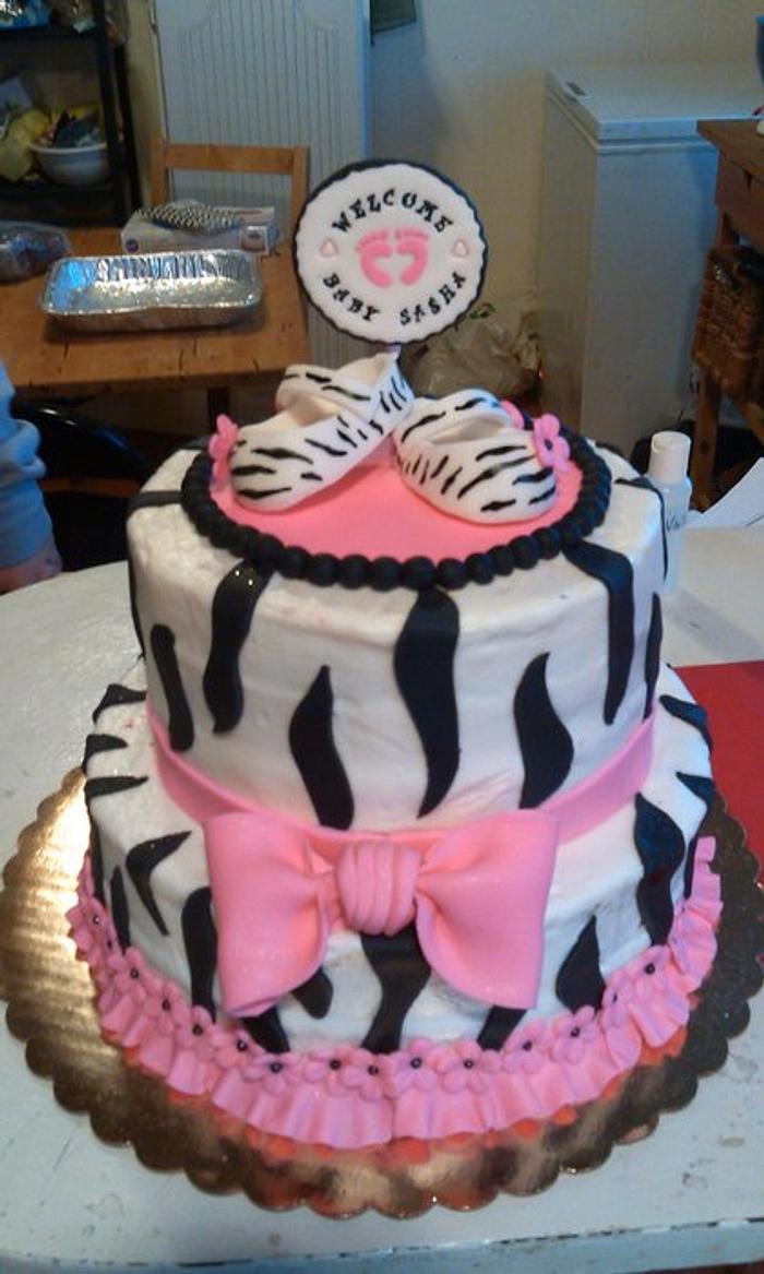Zebra Print Baby Shower Cake 