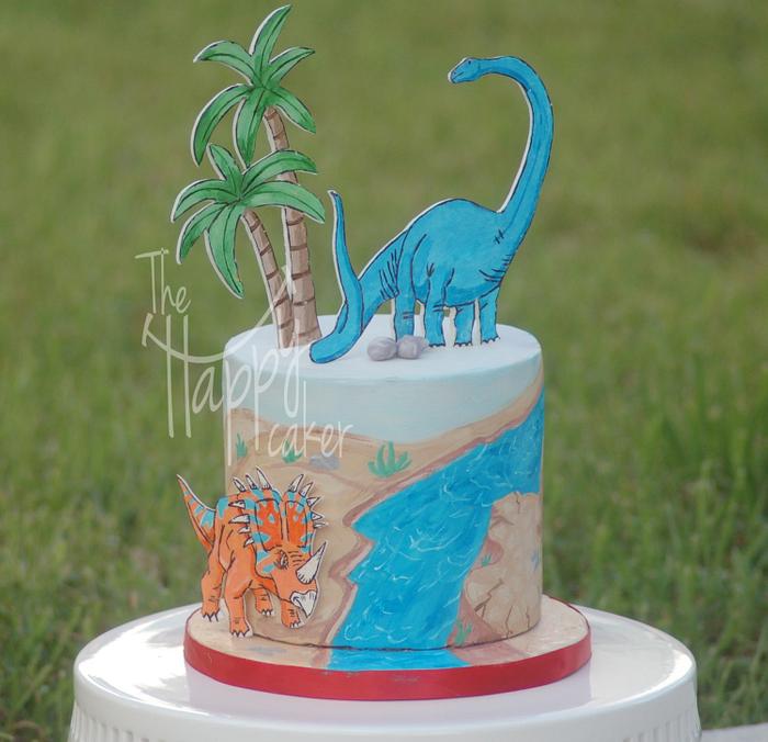 Painted dinosaur cake