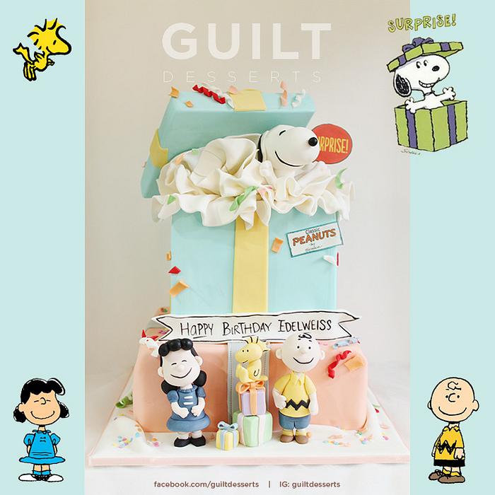 Snoopy Surprise Gift Box Cake