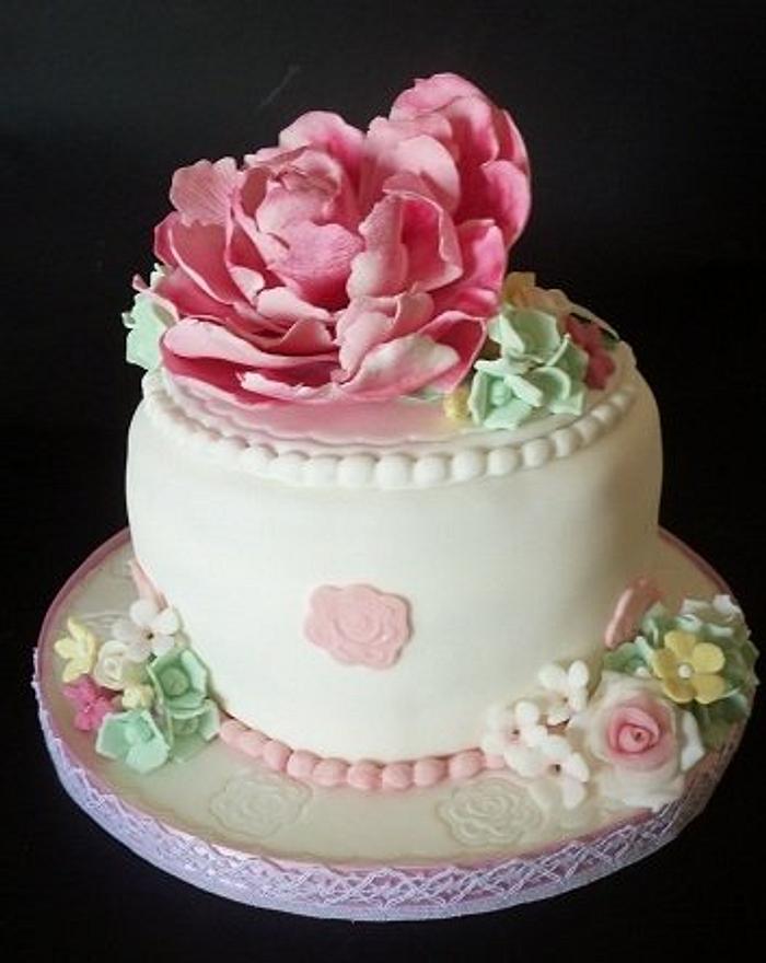 Cake with peony for my birthday