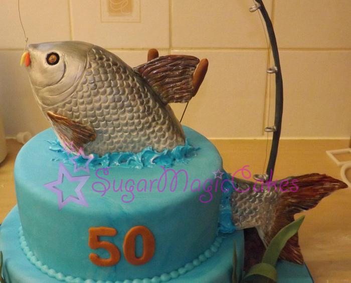 Splashing fish 50th cake