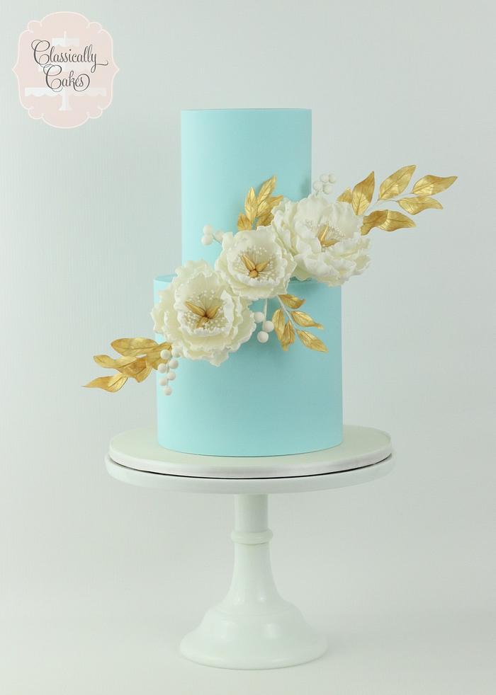 Powder Blue, Peonies, and Gold