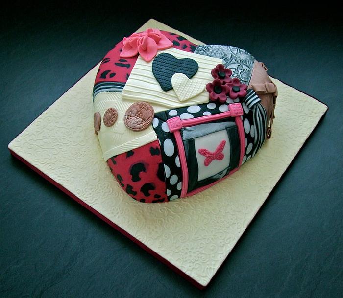 Patchwork heart cake