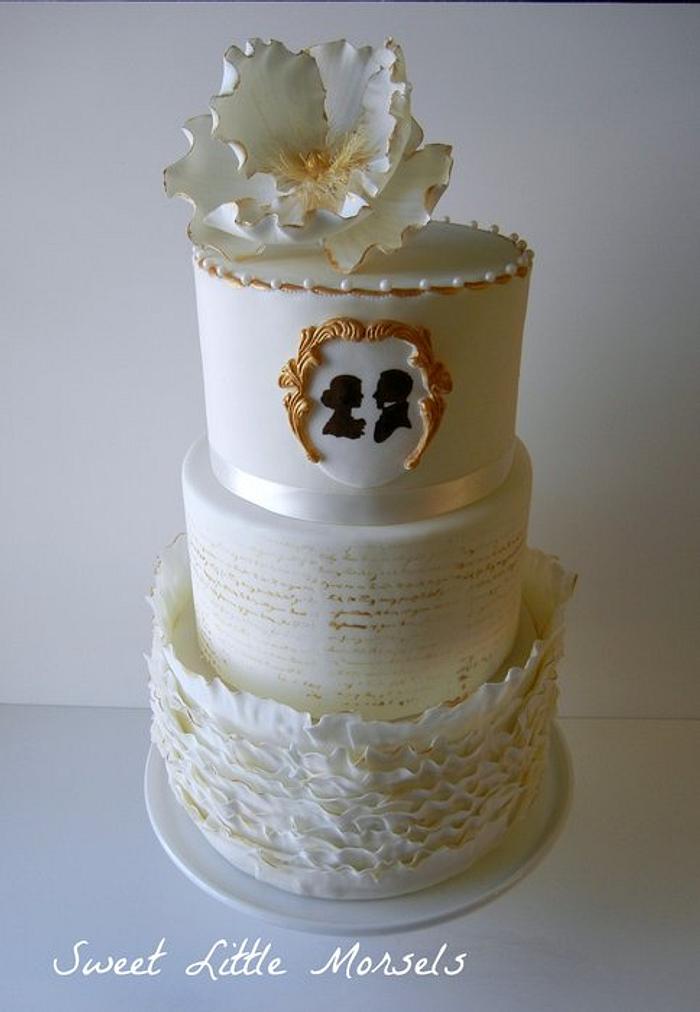 Ivory and Gold Wedding Cake