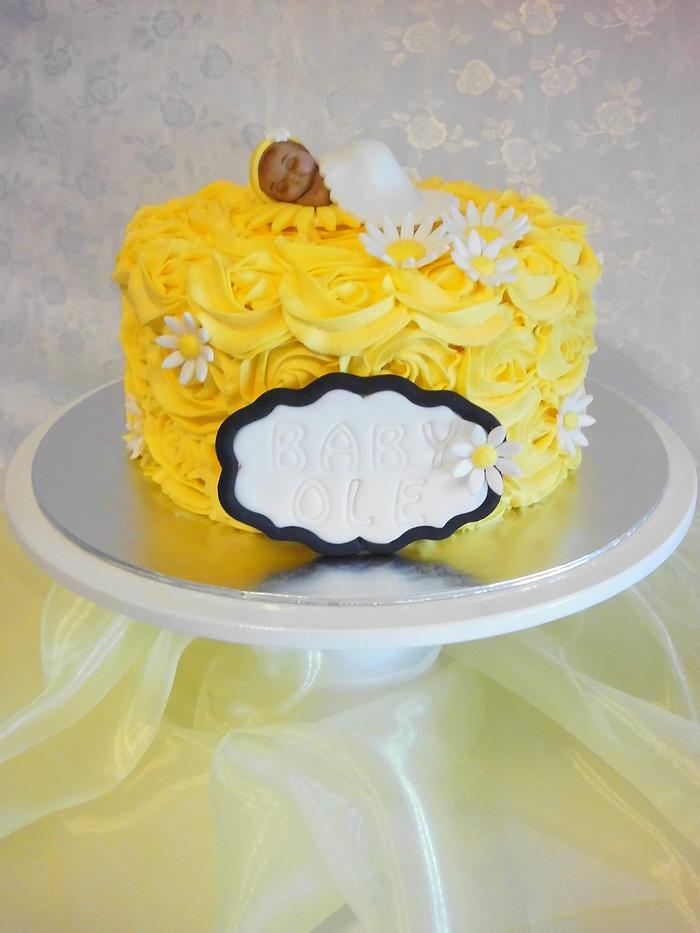 Yellow Roses Baby Shower Cake