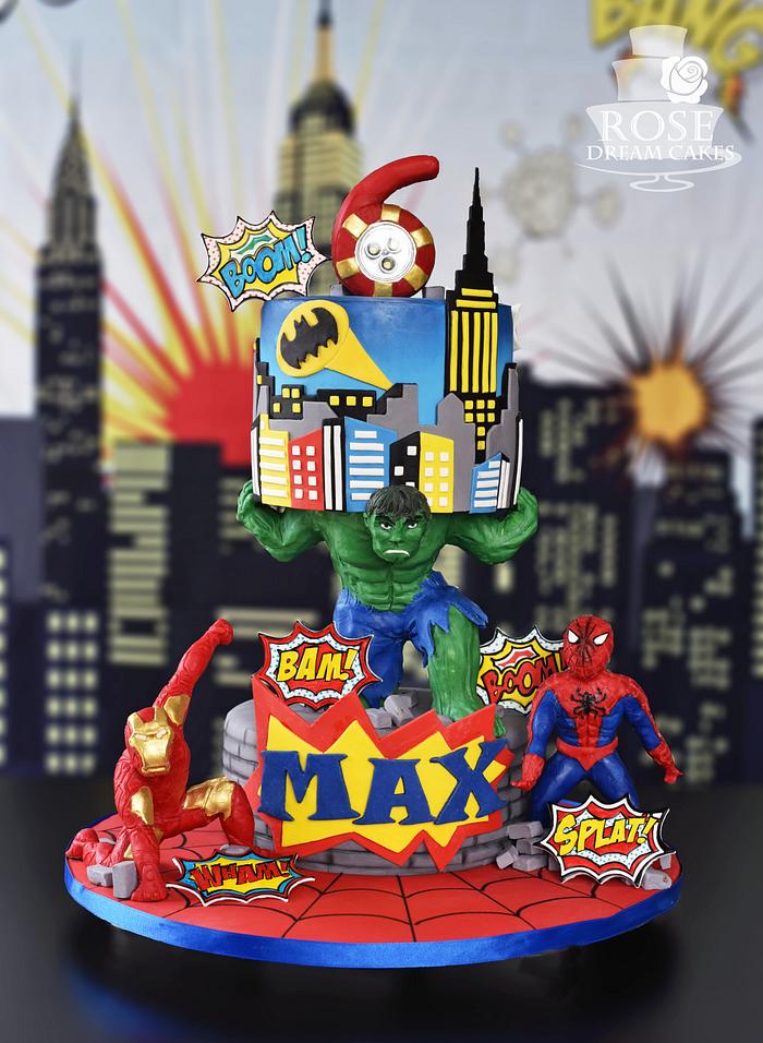 Super Heroes Gravity Defying Cake
