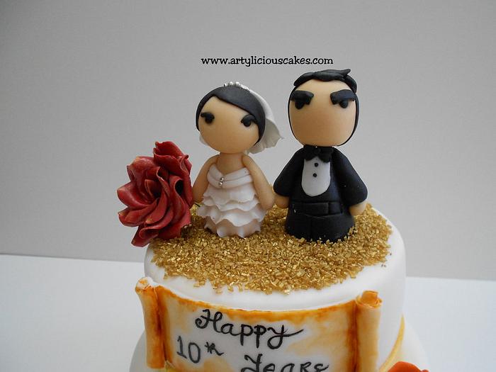 10 years wedding anniversary - Decorated Cake by iriene - CakesDecor