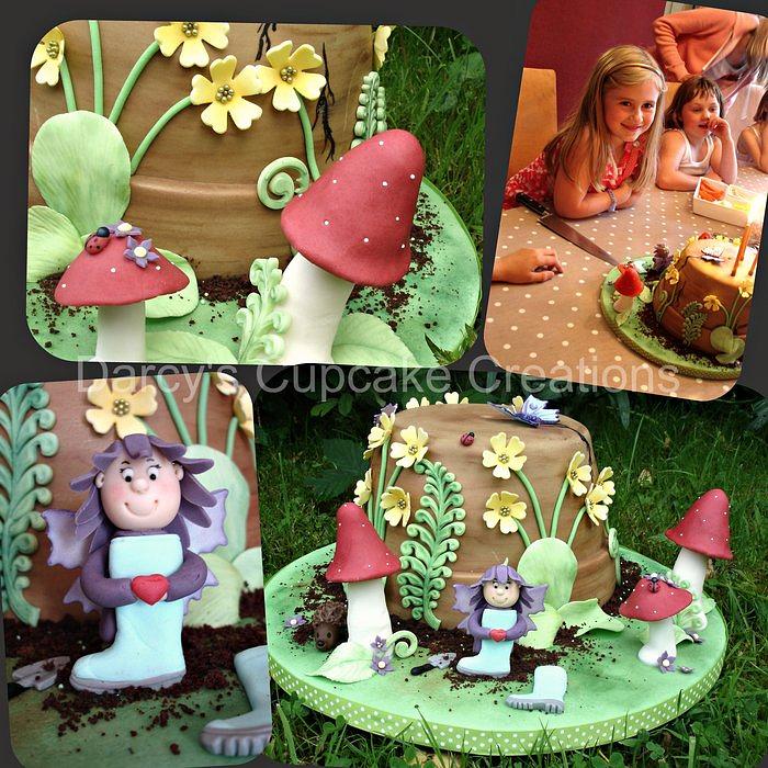 Enchanted Upturned Flower Pot Cake with "Welly Fairy"