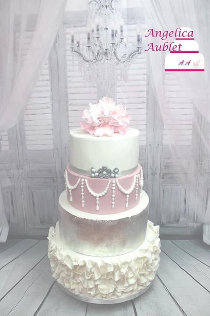 Wedding Cakes silver and pink