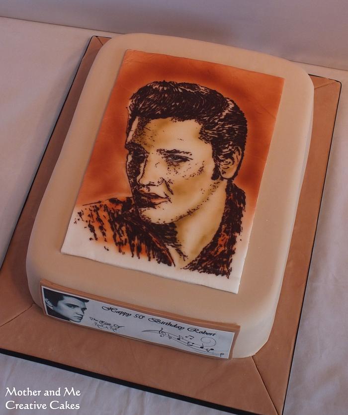 Chocolate Painting, airbrushed - Elvis Cake