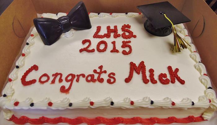 Graduation cake with bowtie and hat