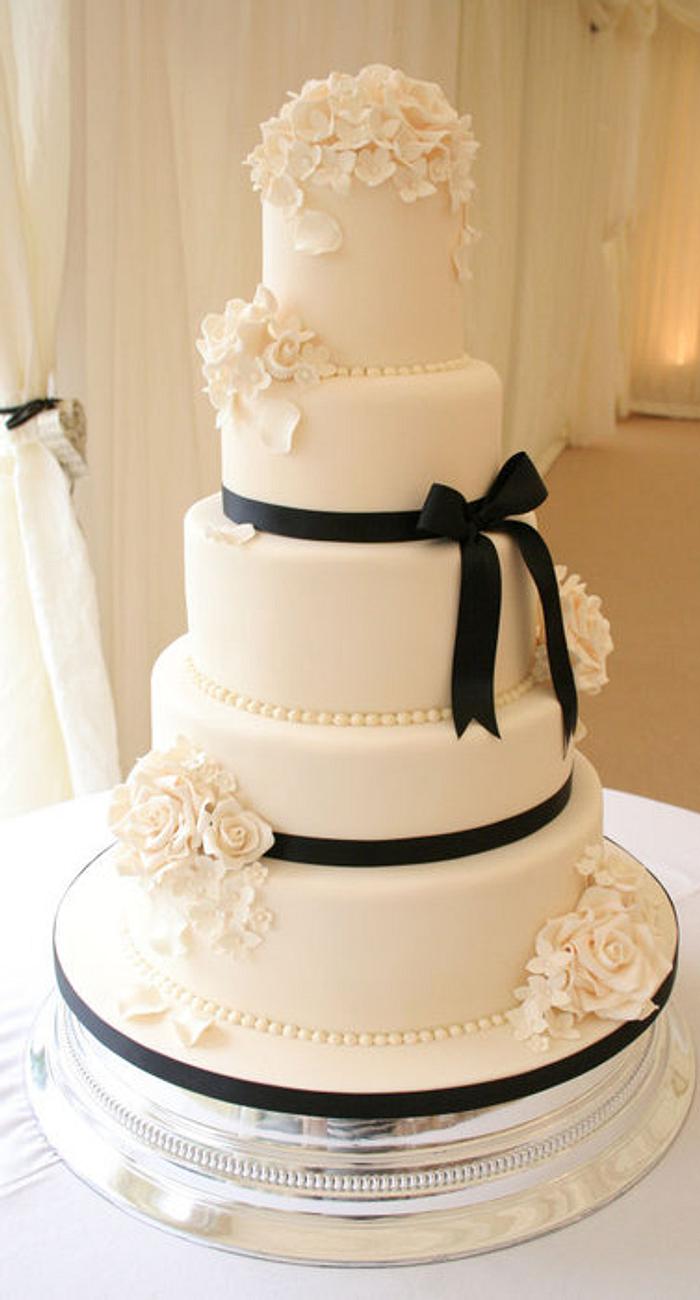 Ivory floral wedding cake