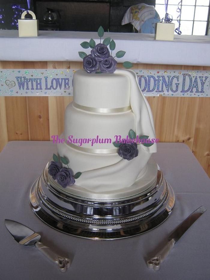 3 Tier Draped Wedding Cake