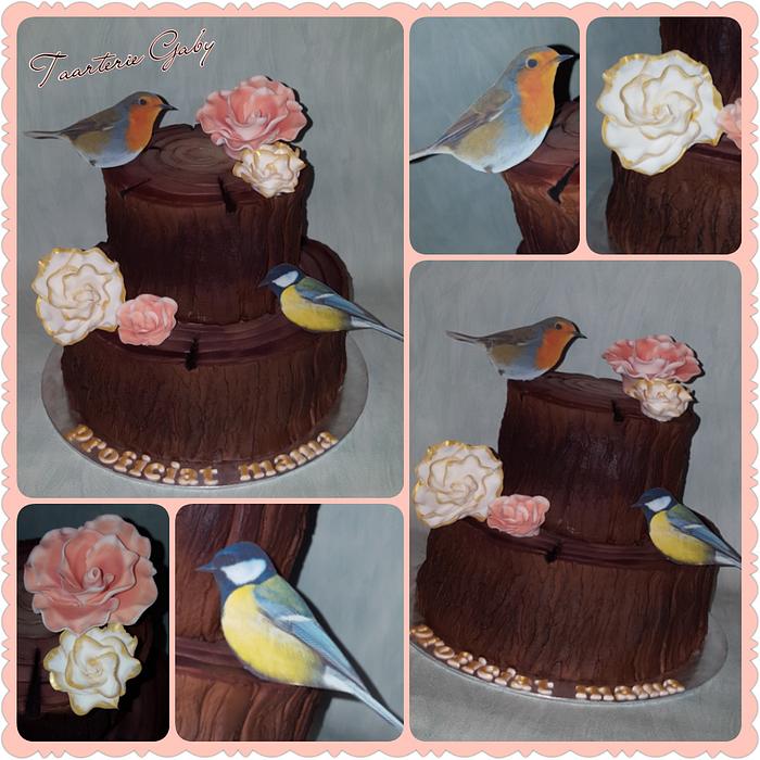 Tree cake with birds 
