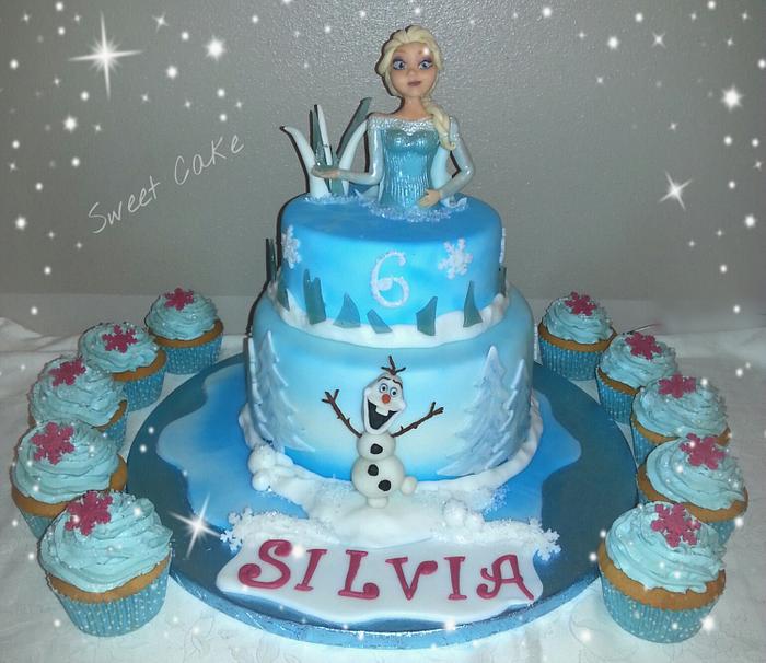 Frozen's cake and cupcakes