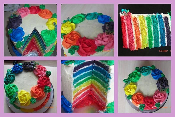 Rainbow rose cake