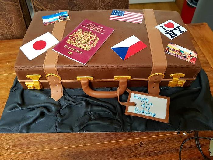 Suitcase themed cake 