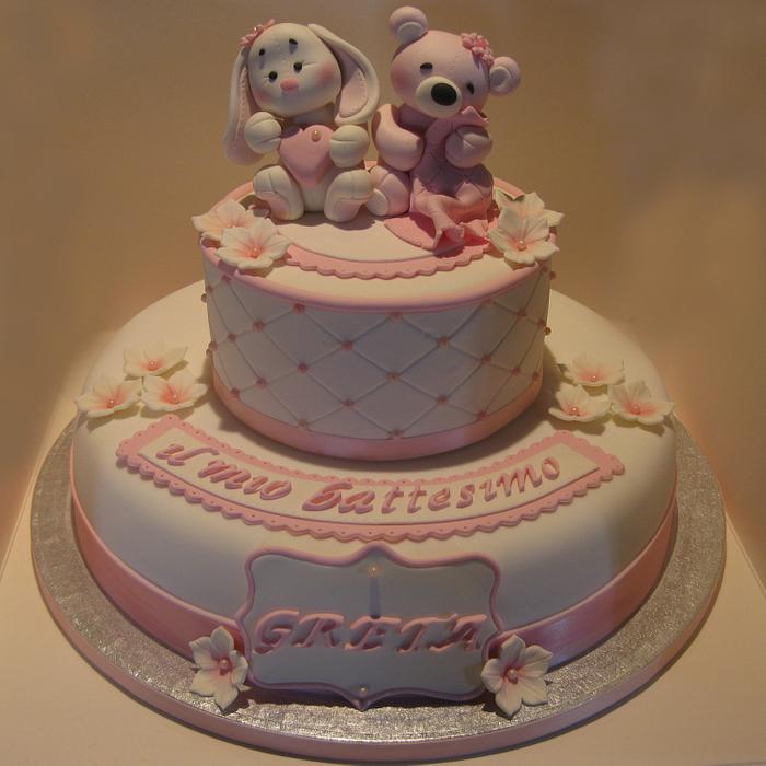 Baptism pink cake