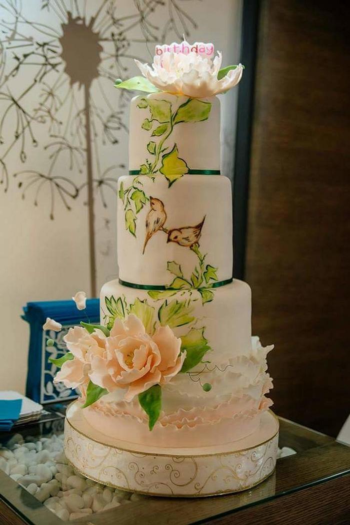Handpainted flower cake