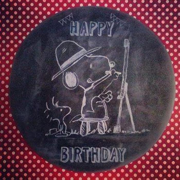 Snoopy chalkboard cake 