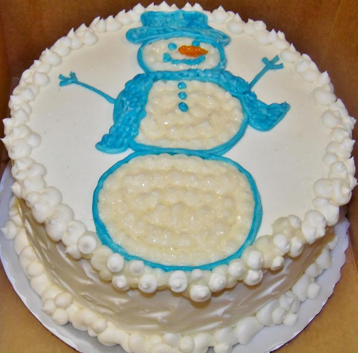 Buttercream snowman cake